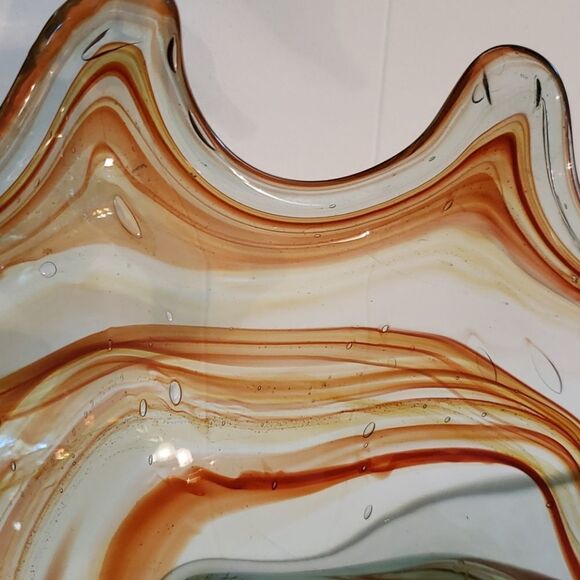 Exquisite Vtg Swirly Colored Glass Swan Bowl Dish - Picture 8 of 11